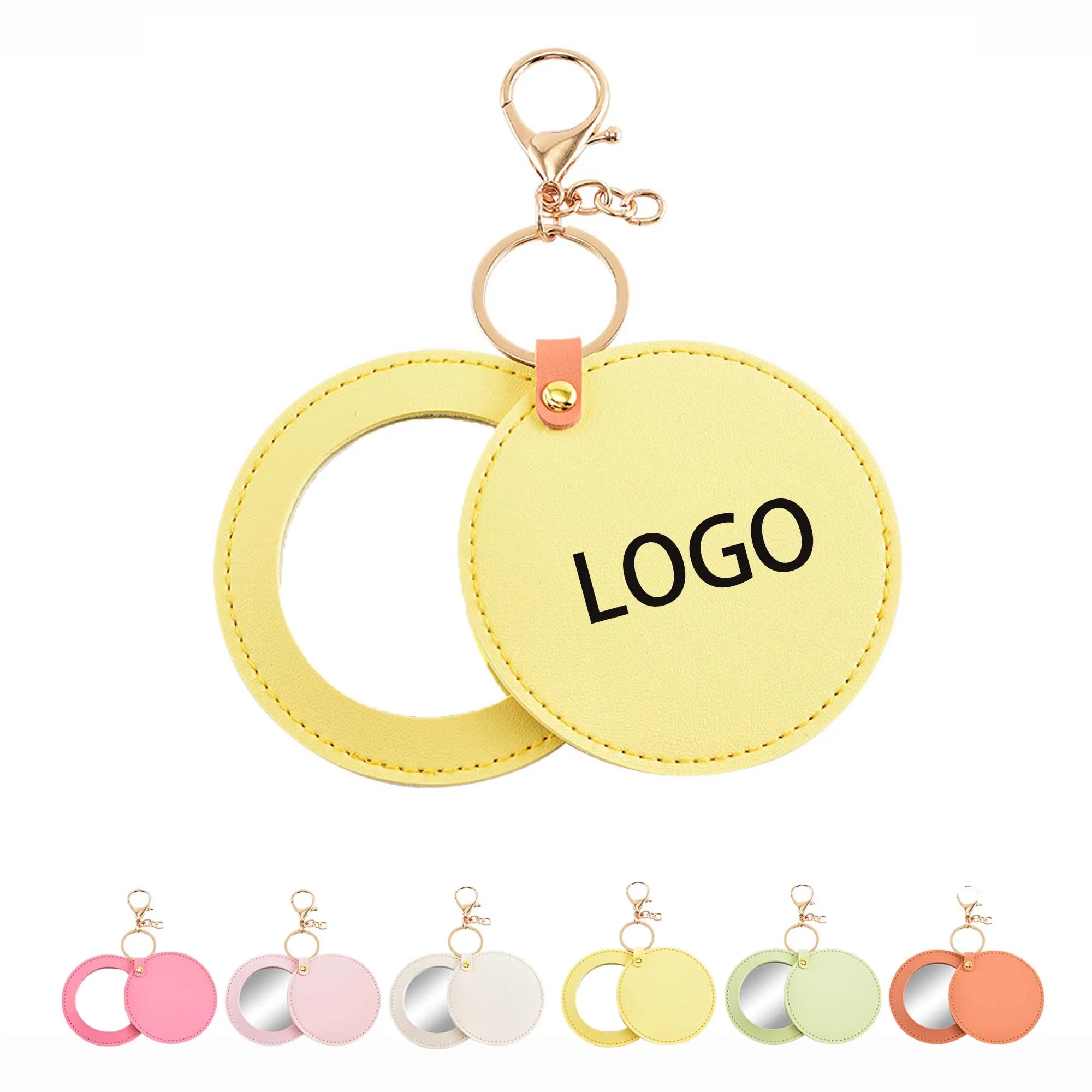 Portable Leather Double Sided Mirror Keychain 2