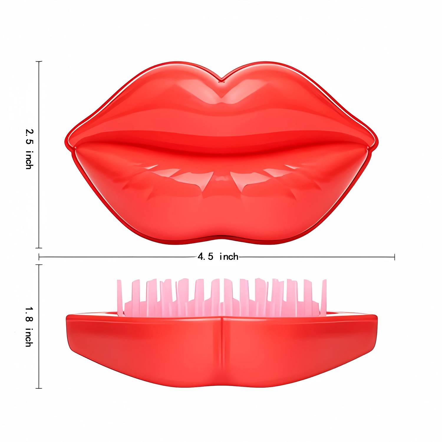 2-In-1 Lip-Shaped Foldable Mirror w/ Hair Brush 2