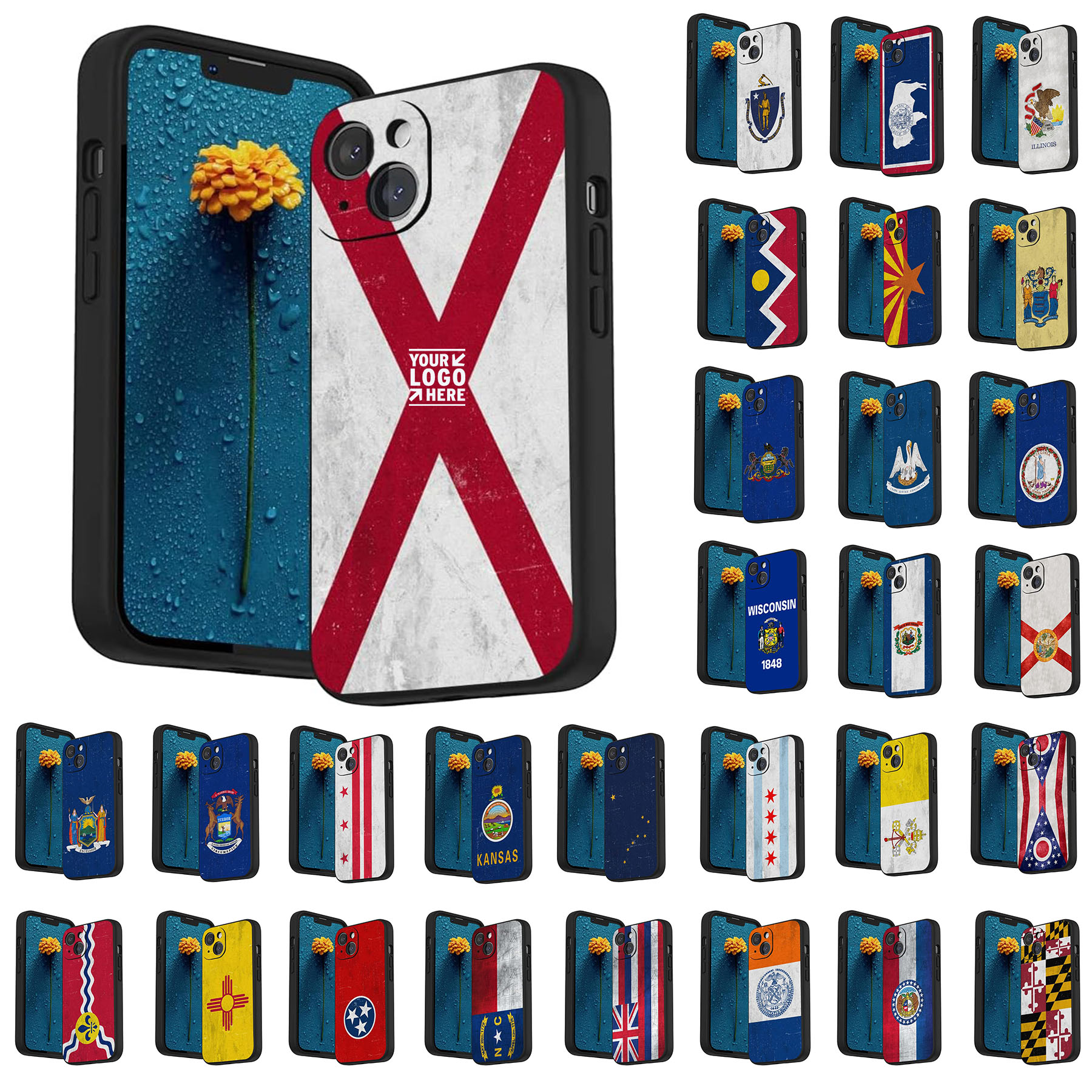 Men Women Alabama State Flag Cool Fashion Pattern Design iPhone 13 Silicone Case Phone Protecor 2