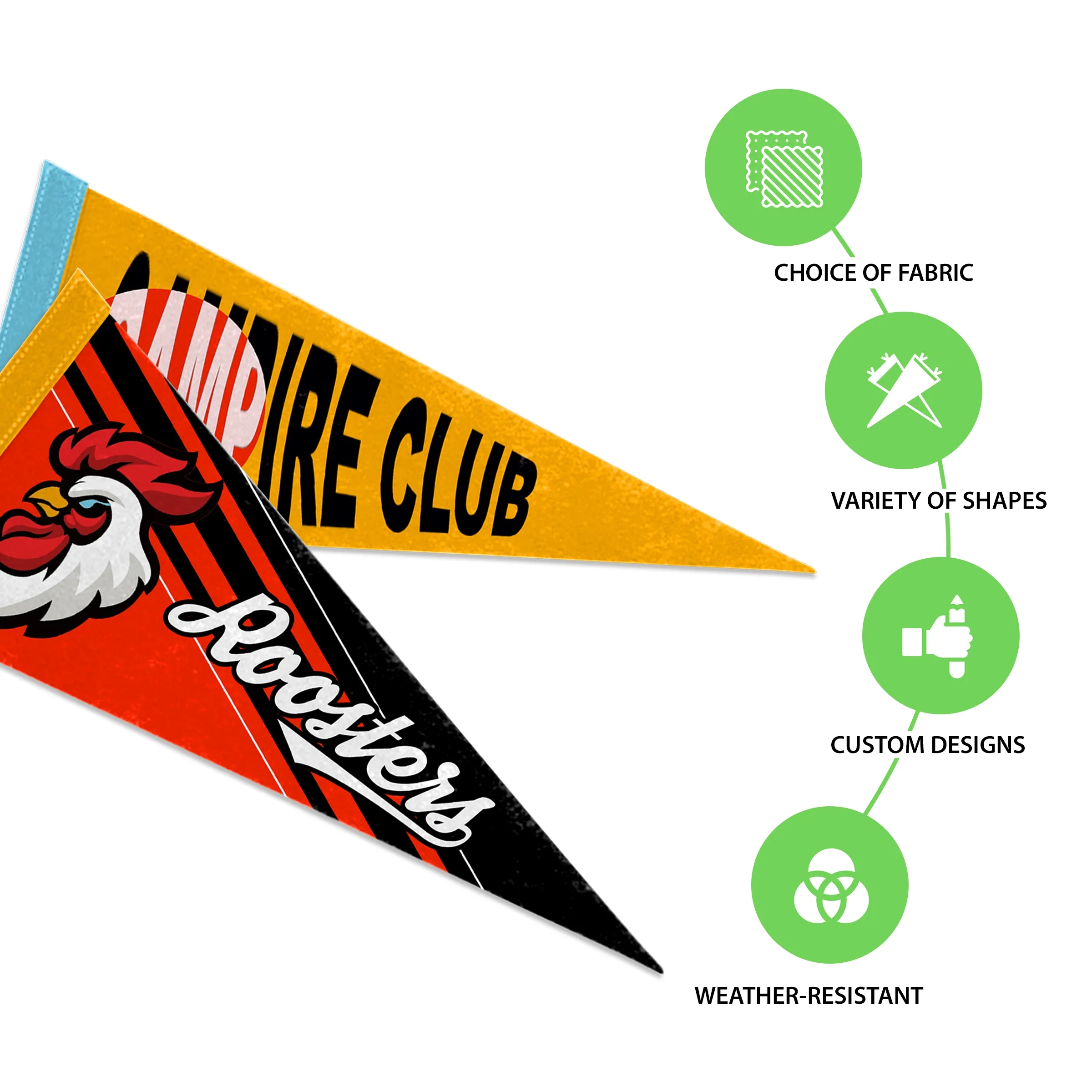 12"x30" Custom Full Color Printed Felt Pennant - Solid Back 4