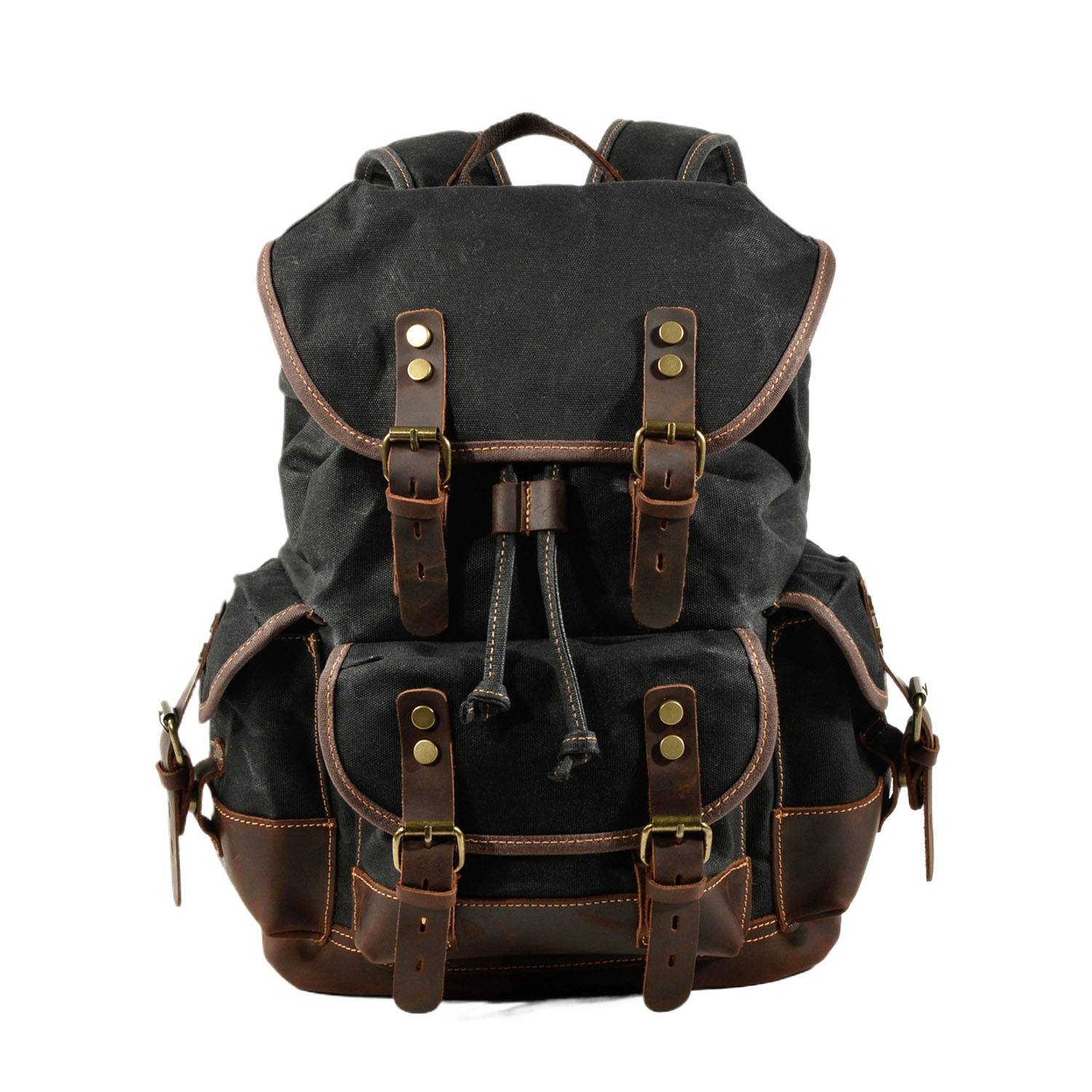 Leather Waxed Canvas Waterproof Backpack 4