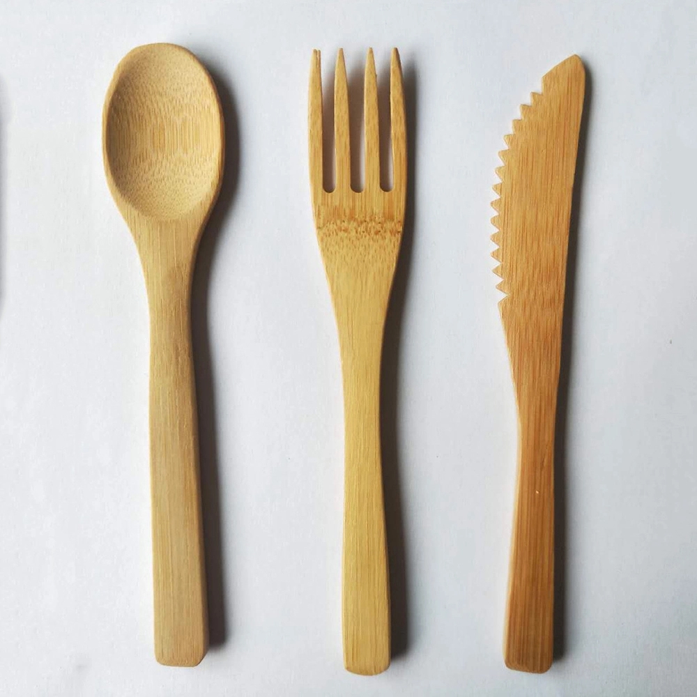 Travel Utensil Set Bamboo Cutlery Kit with Storage Pouch 6
