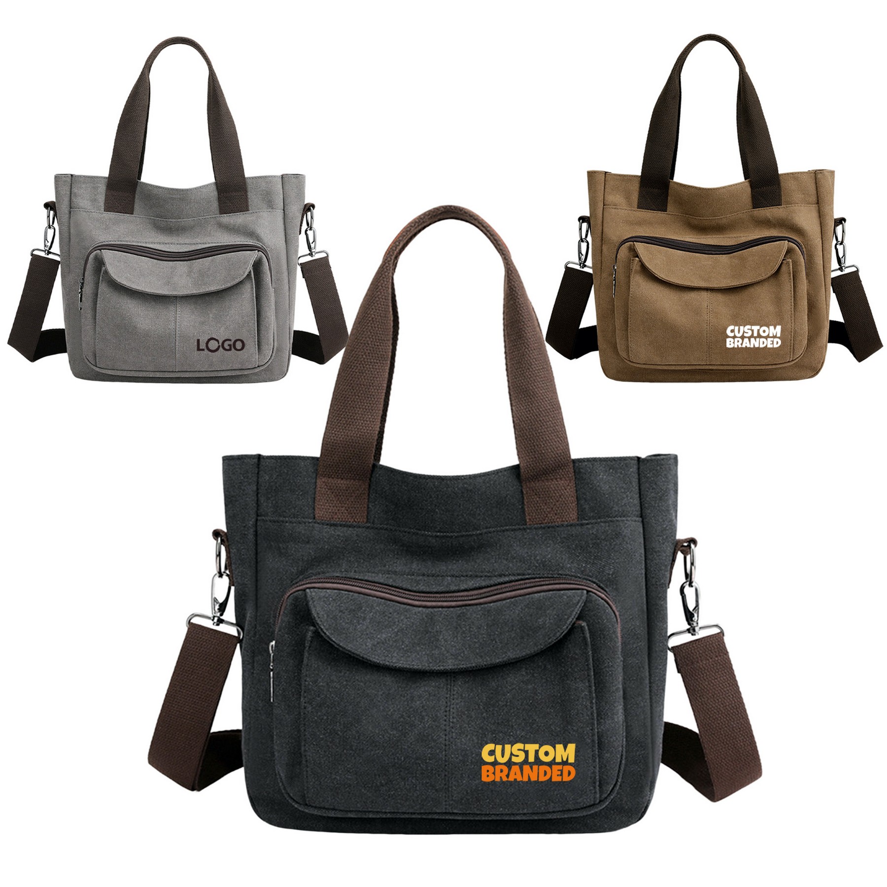Retro Canvas Tote Bag W/Strap