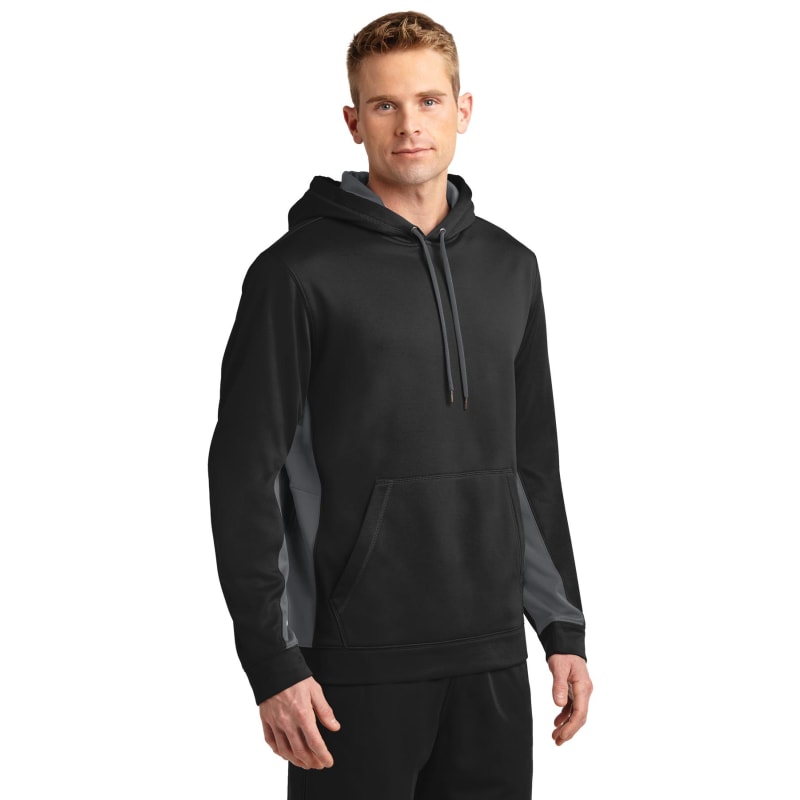 Sport-Tek Sport-Wick Fleece Colorblock Hooded Pullover. 52