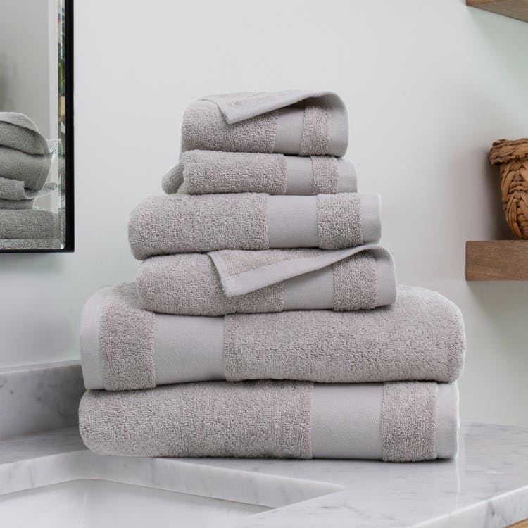 Bath Towel Sets - Light Gray 6-Piece 100% Cotton Ultra Soft 2