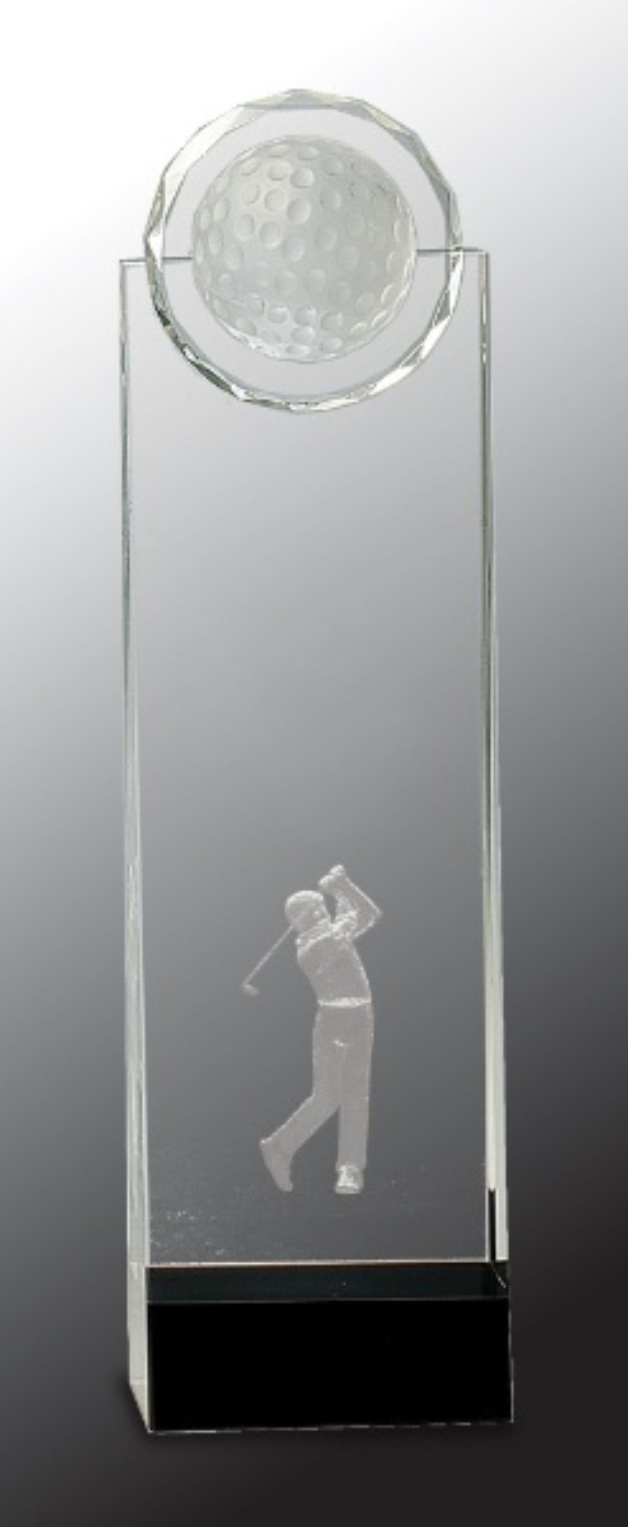 11 1/4" Clear/Black Crystal Standup Award with 3D Golfer 1