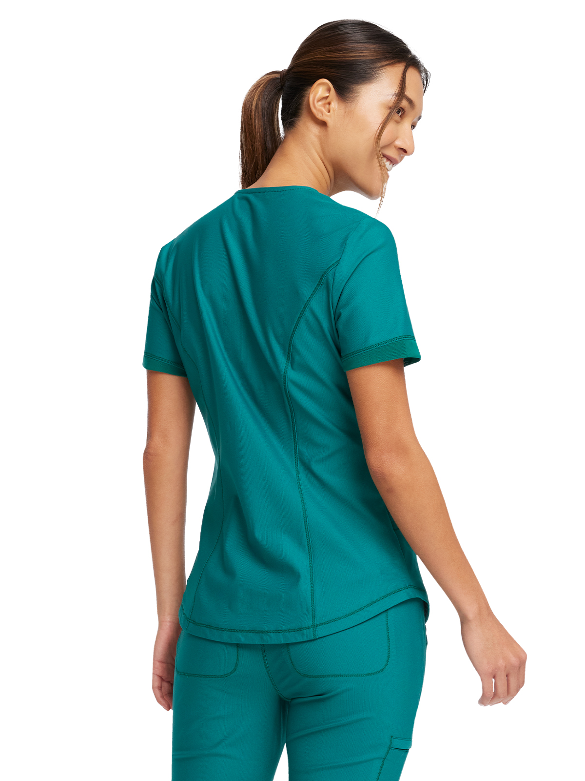 Cherokee - Form - Women's 2-Pocket Curved Hemline V-Neck Top 26