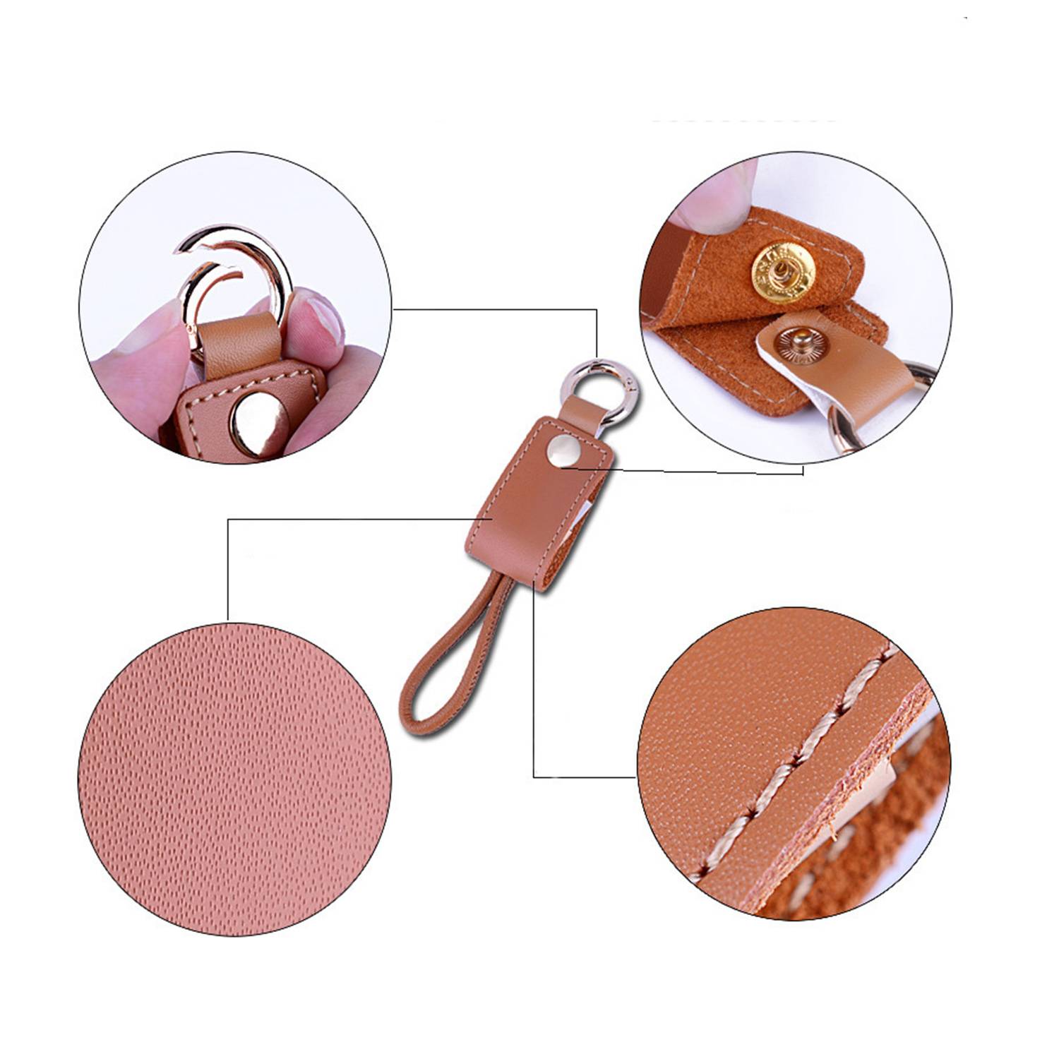 PU leather Data Charger Cable Keychain 5