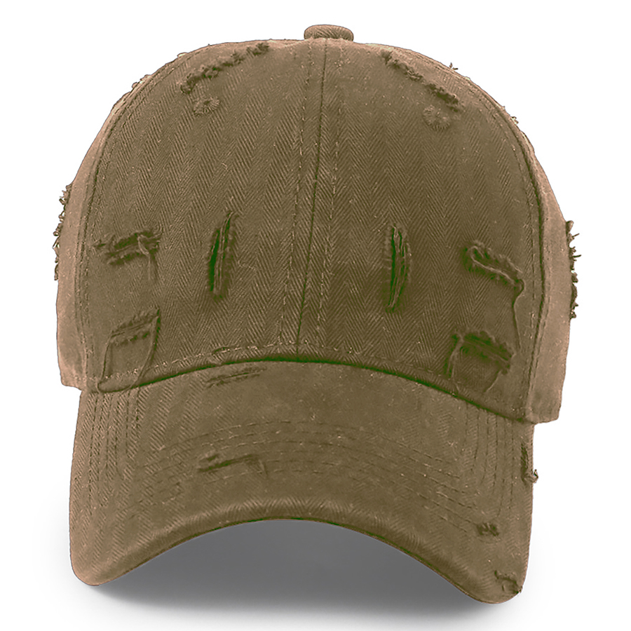 Stock Solid Color Ripped Cotton 6-Panel Baseball Cap 11