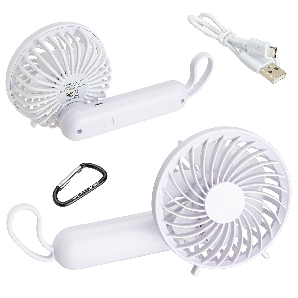 Quiet Breeze Rechargeable Hand Fan with Carabiner 8