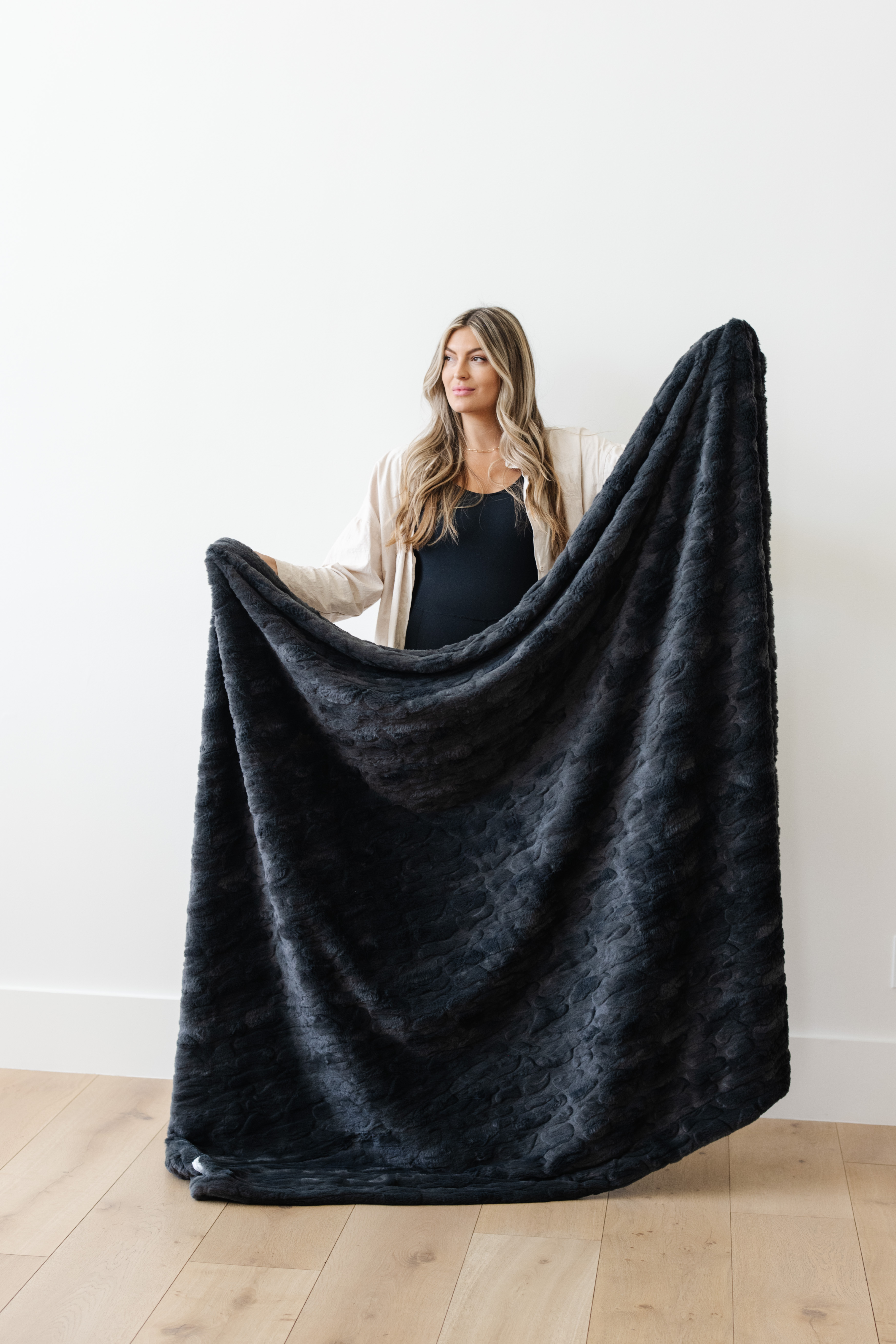 Patterned Faux Fur Zippered Charcoal-XL Luxury Blanket (60x80) 4