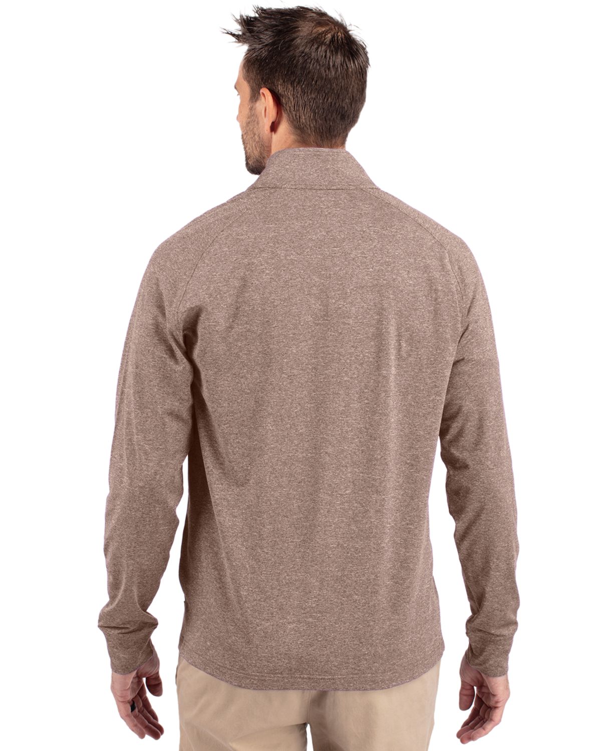 Cutter & Buck Adapt Recycled Soft Knit Stretch Mens Heathered Quarter Zip Pullover 31
