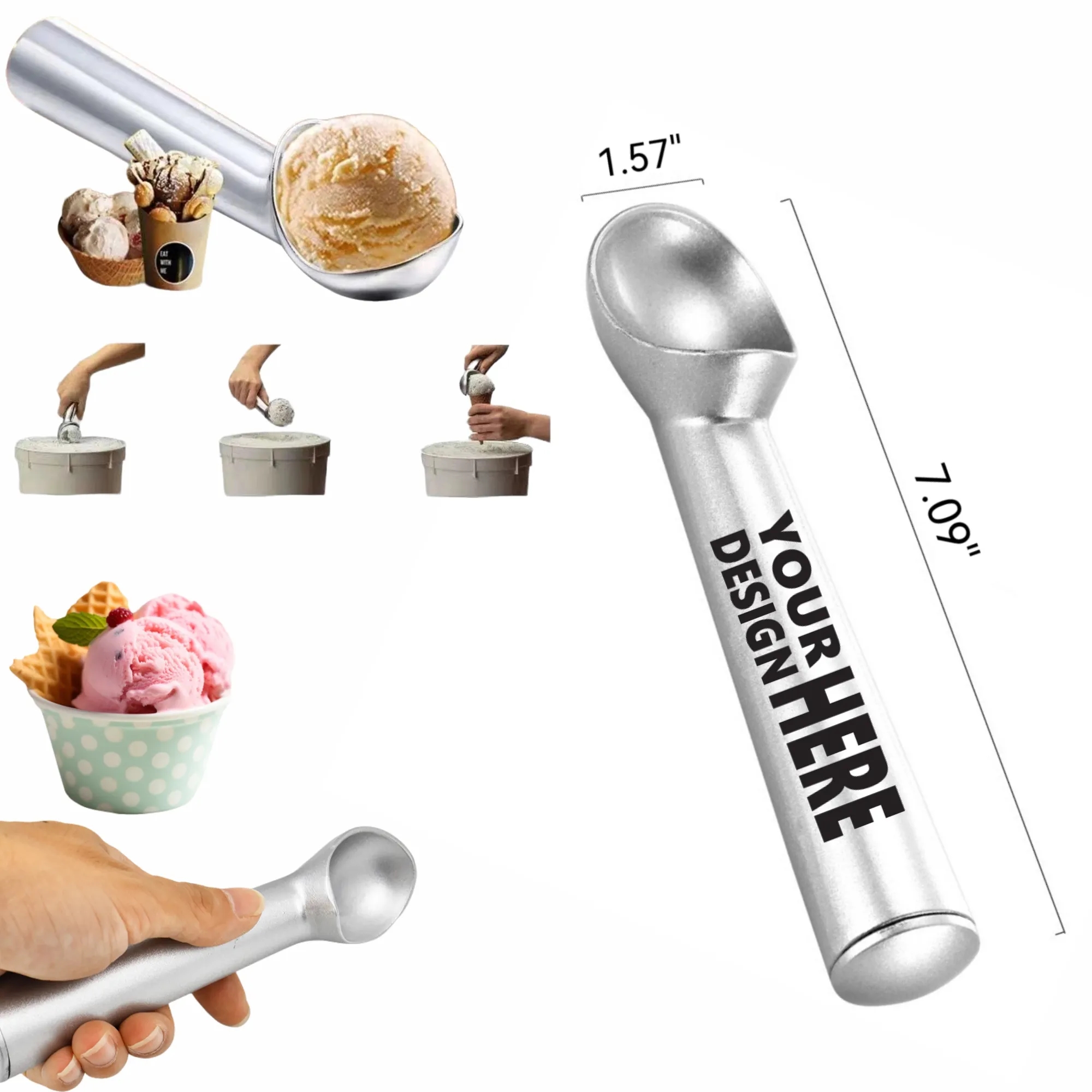 Aluminum Alloy Ice Cream Scoop Fruit Baller Digging Spoon 4