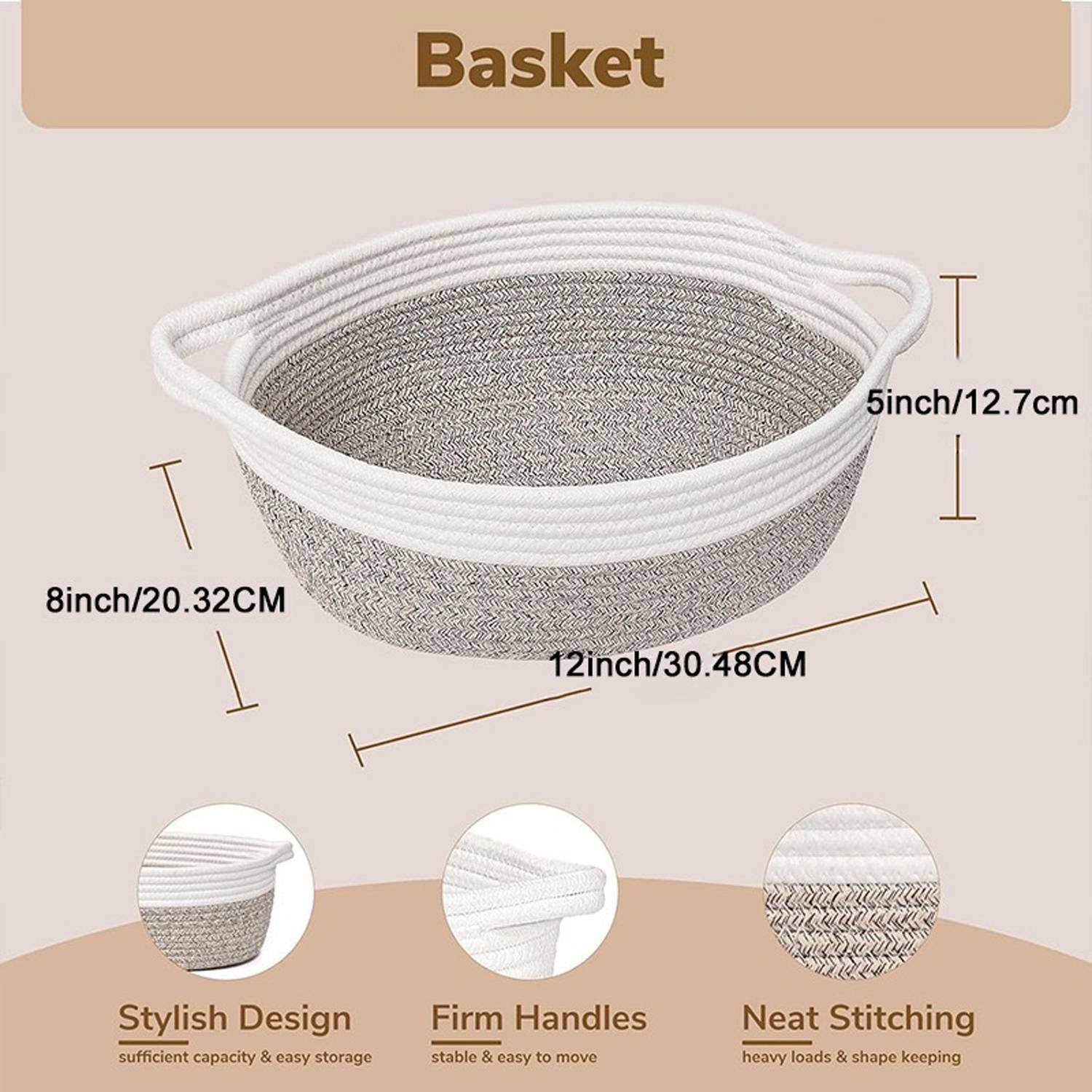 Hand Woven Cotton Rope Storage Basket 4