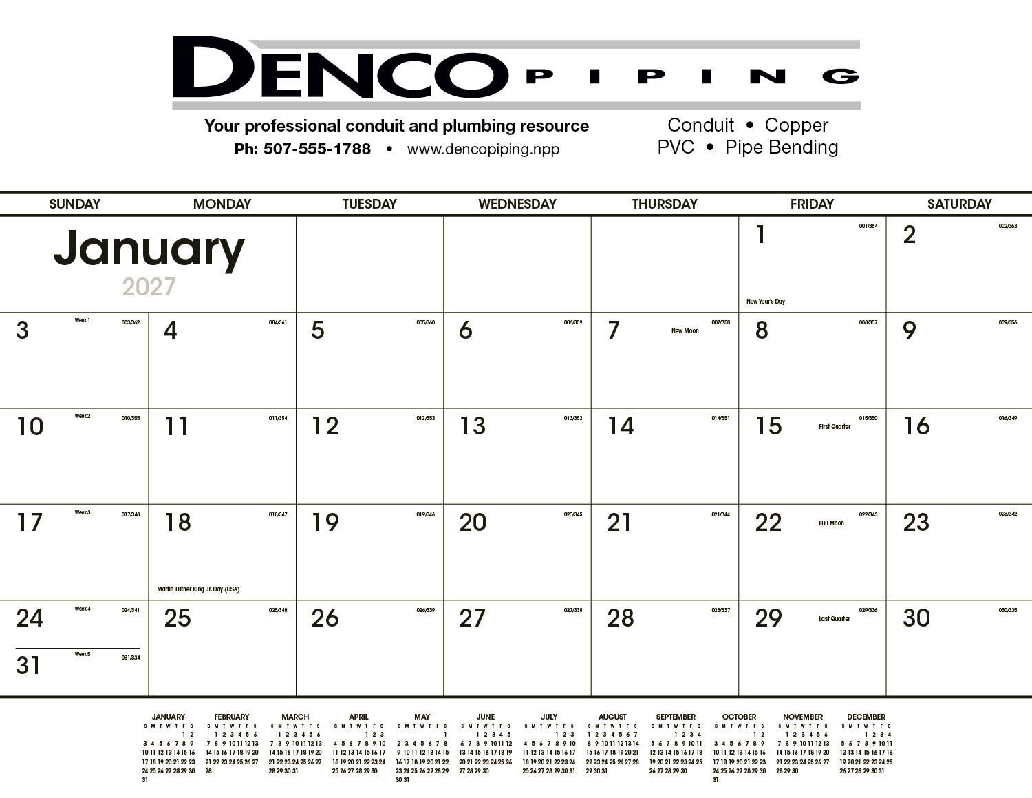 Triumph® Calendars Black & White Desk Pad 9