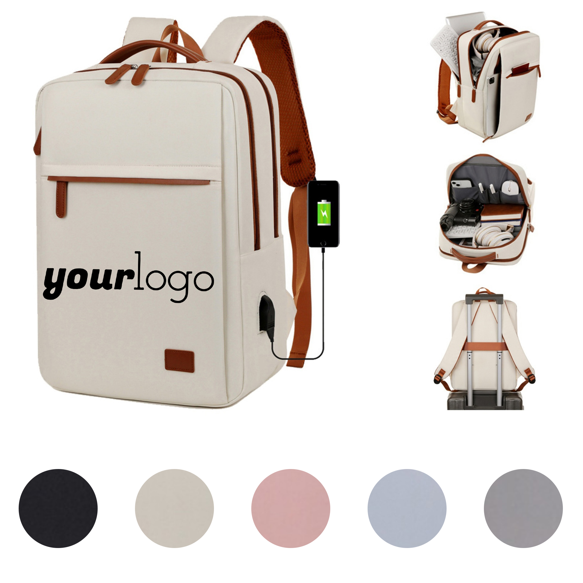 Accented Travel Backpack with Charging Function 1