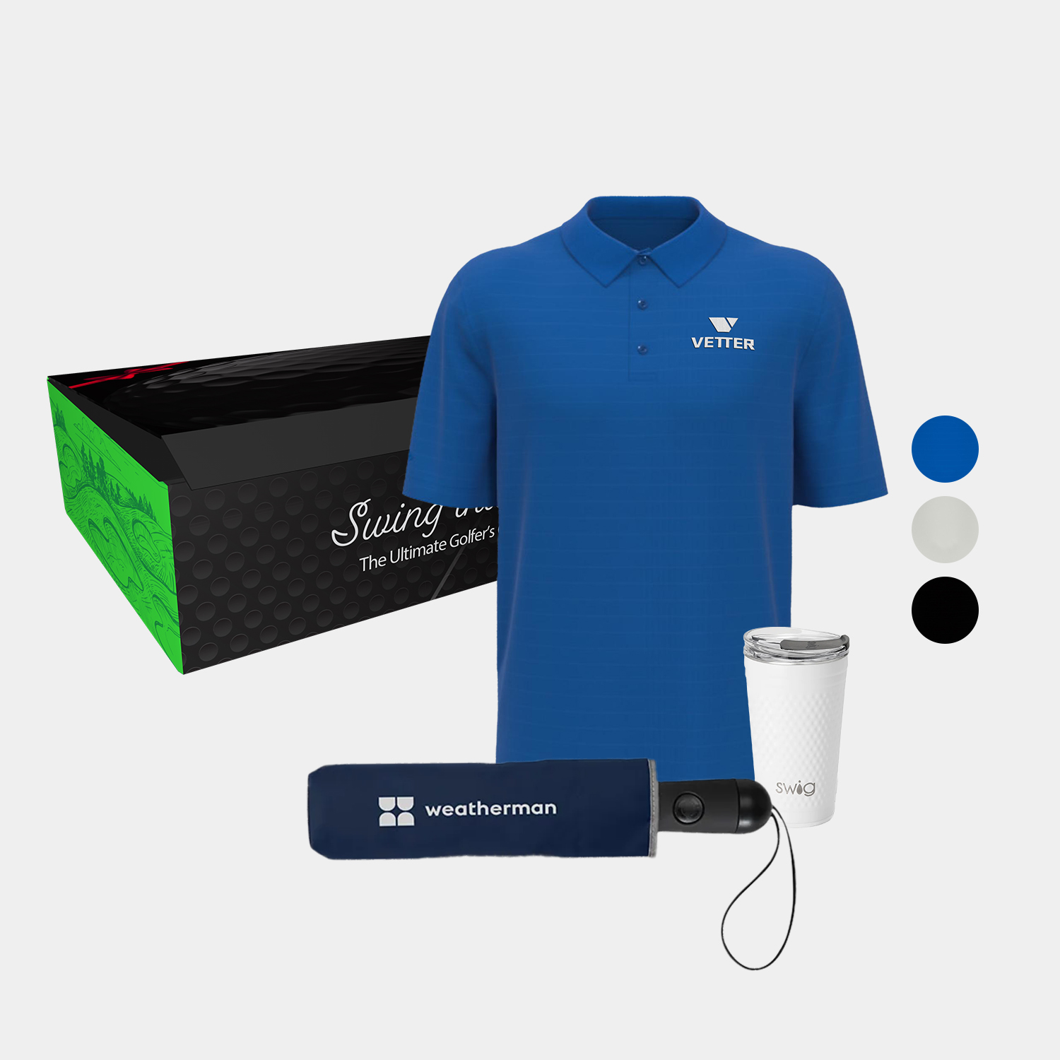 24 oz SWIG® Golf Cup SS Tumbler, Callaway® Golf Polo Shirt & Weatherman® Umbrella Gift Set 8