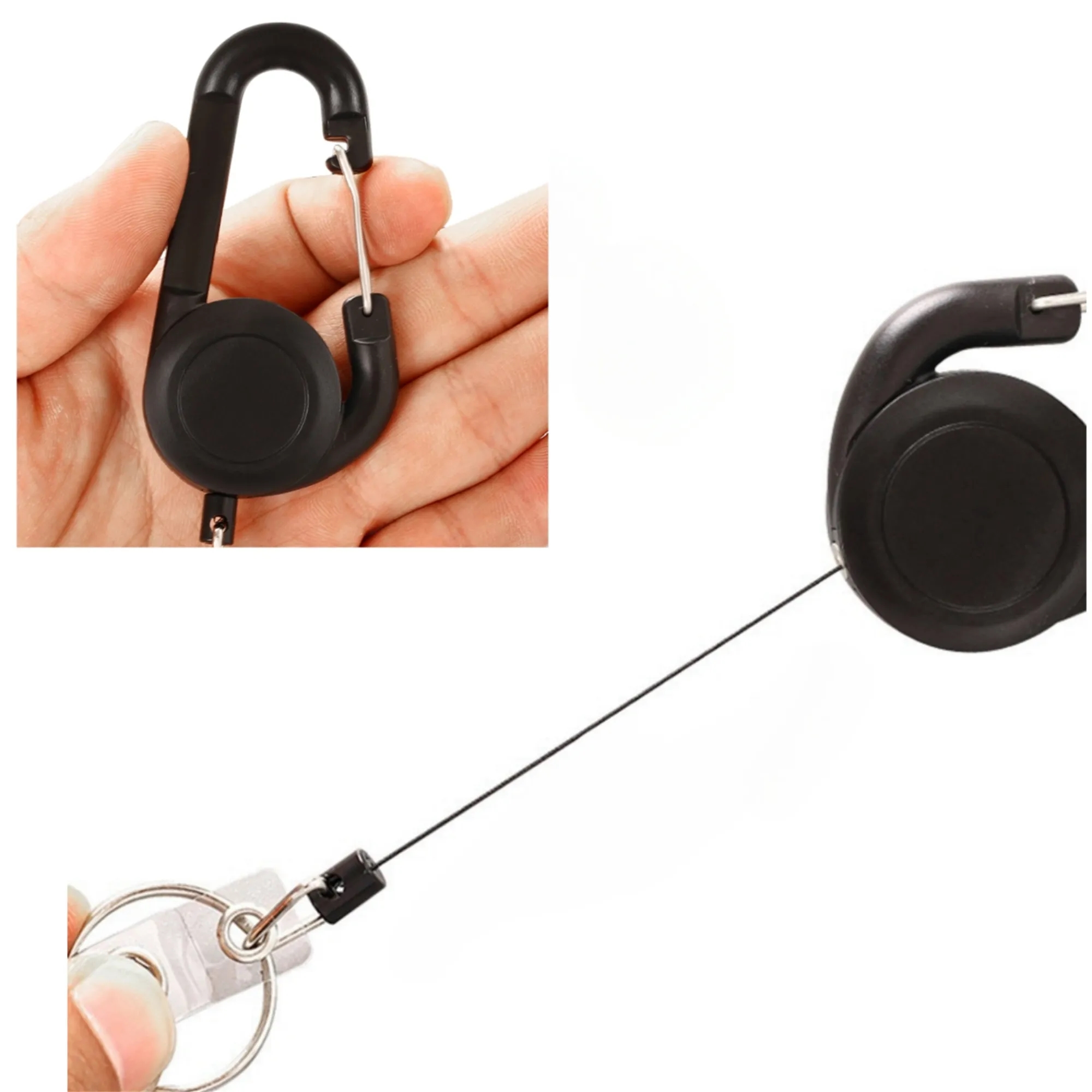 Retractable Key Chain Ring With Carabiner 4