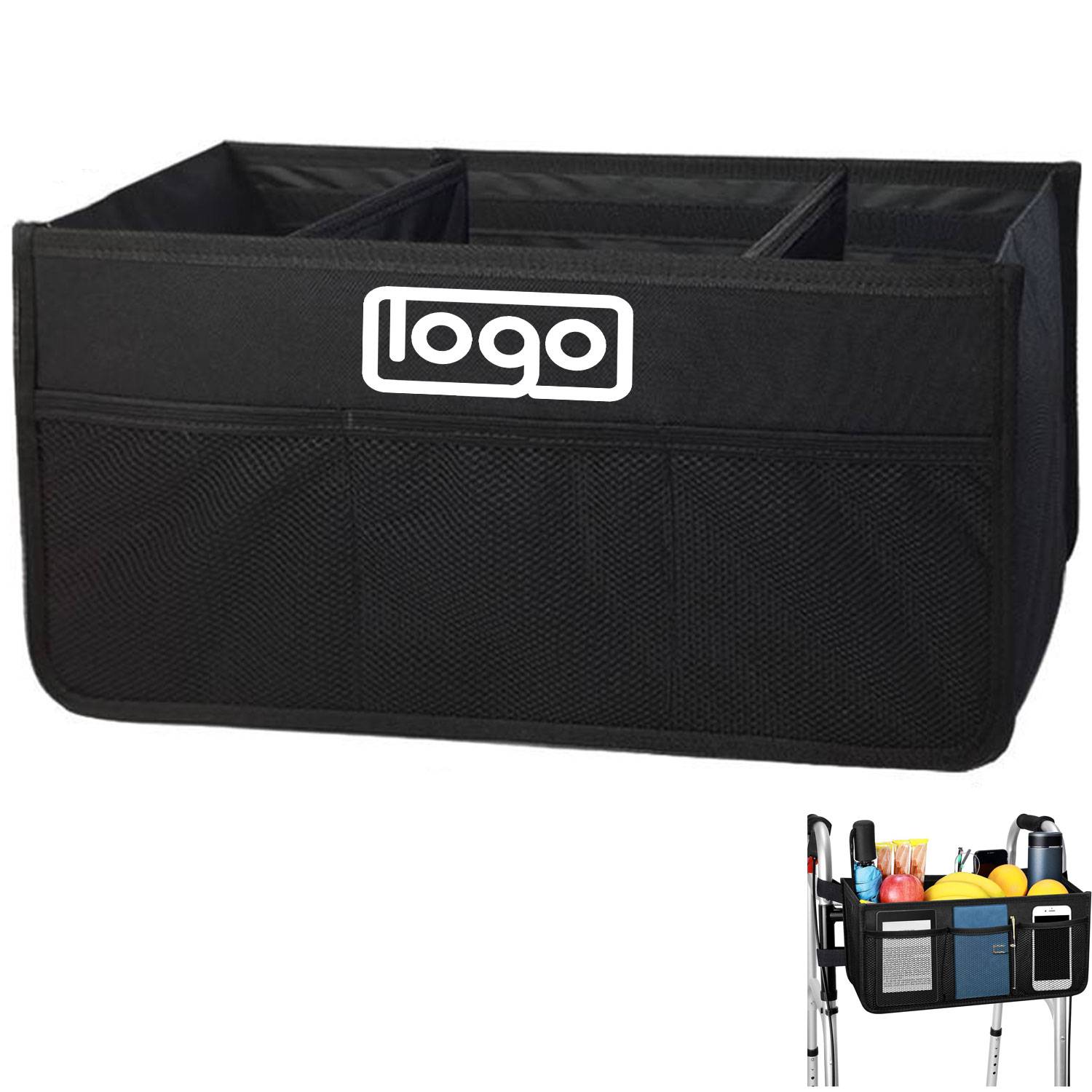 Foldable Oxford Walker Storage Bag w/ Mesh Pockets 3