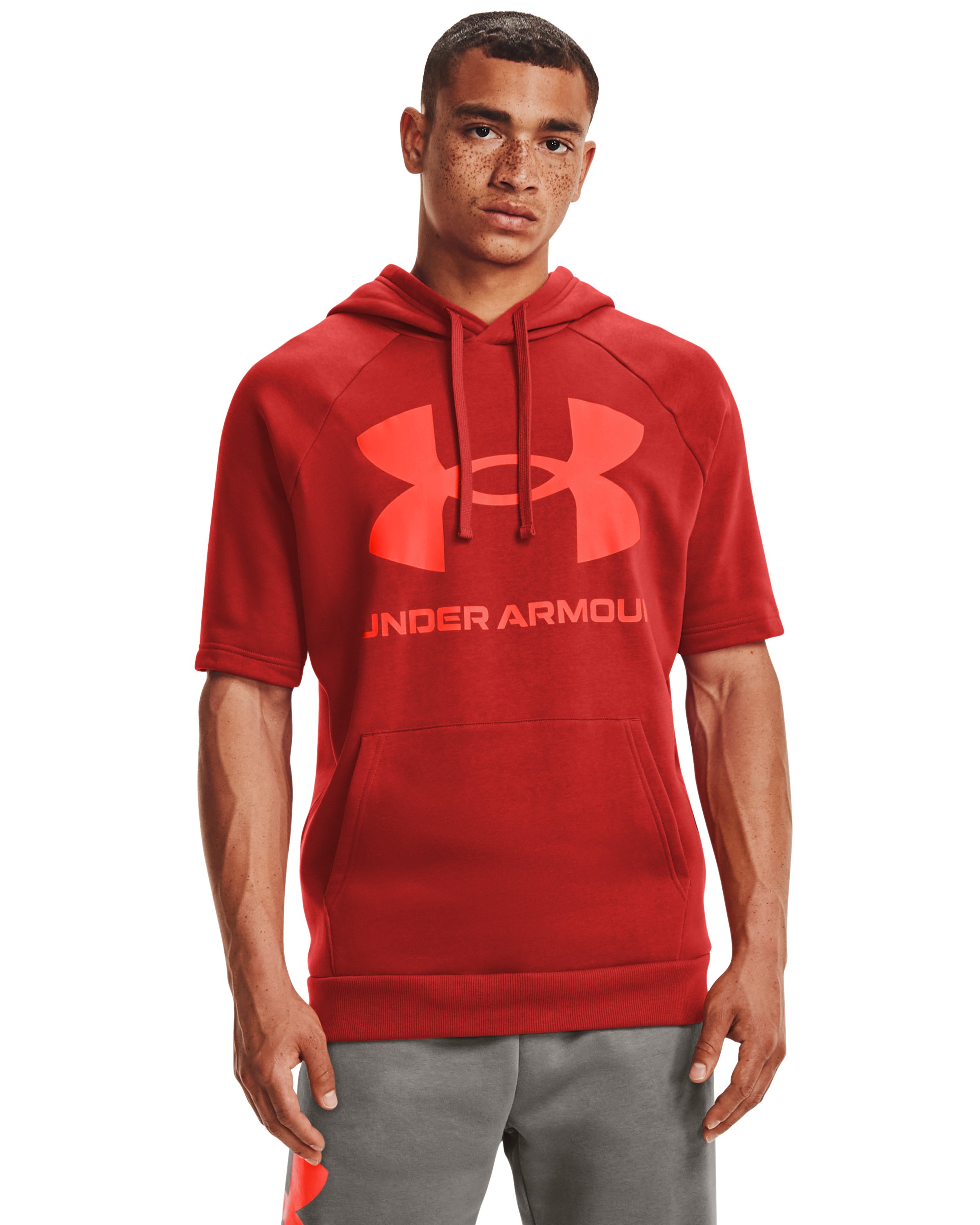 UA Rival Fleece Big Logo Men's Short Sleeve Hoodie, custom hoodie or sweatshirt with logo imprint 4