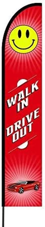 Walk In Drive Out Flag Kit 15' Feet Feather Flag Sign Outdoor Banner 1