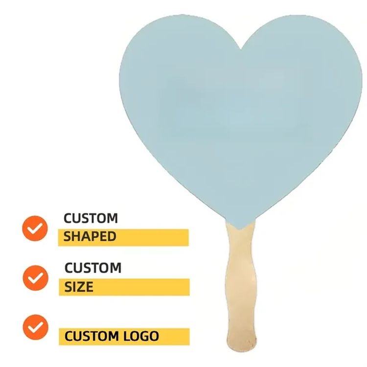 Custom Shaped Paper Fan with Wooden Handle 3