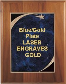7" x 9" Cherry Finish Plaque with a Blue Victory Star Marble Plate 2