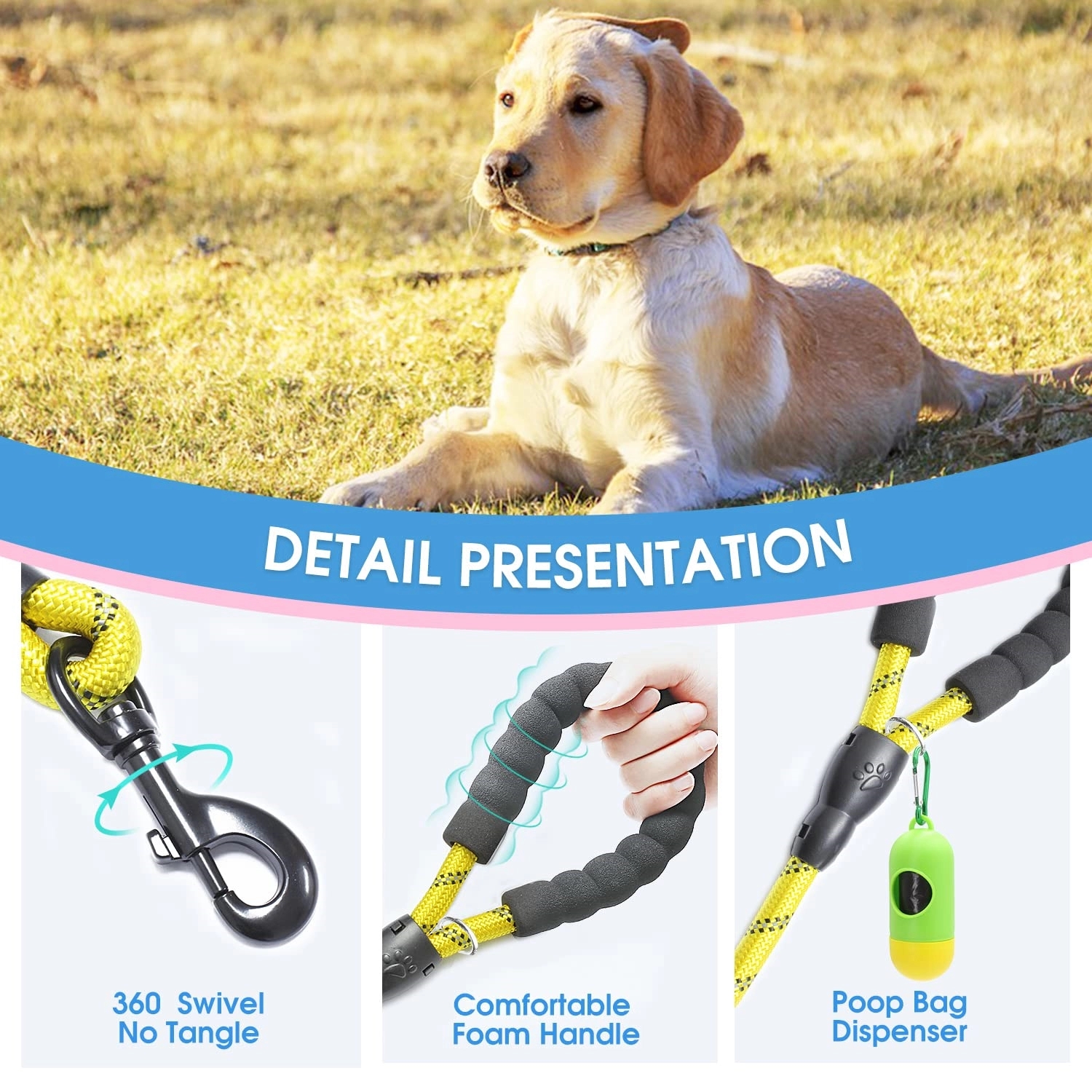 Round Nylon Lanyard Pet Leash / 59'' Length 8
