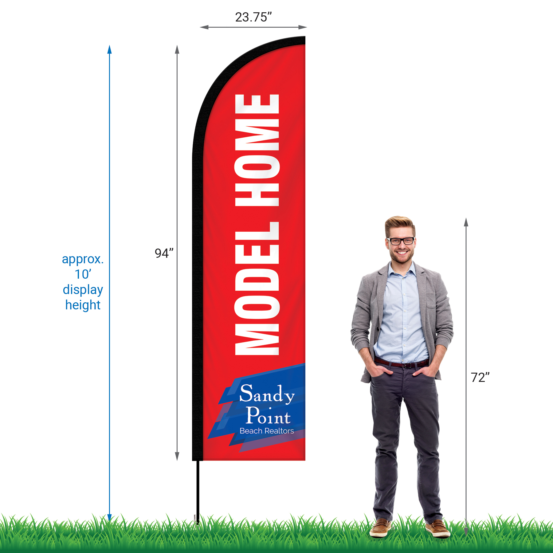 24 - Hour 8' Single Reverse Half Drop Banner with Hardware Set 12