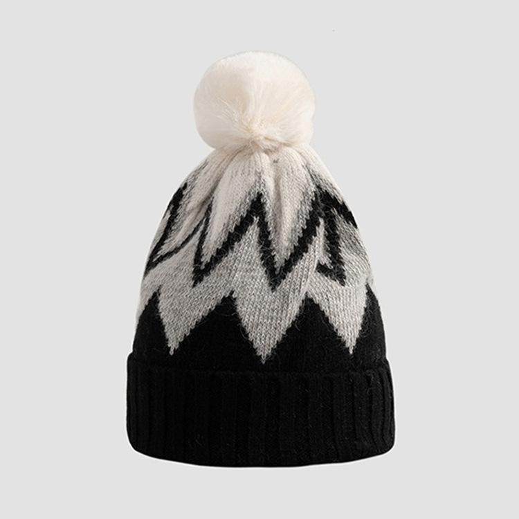 Winter Knit Hairball Hat For Women 4
