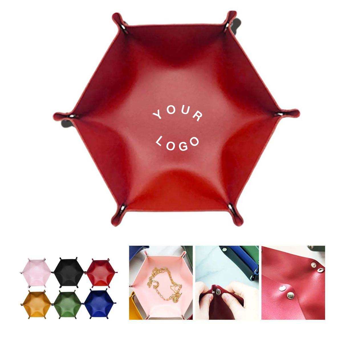 Hexagonal PU Leather Storage Box Foldable 7