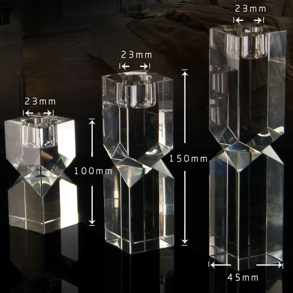 Square Diamond Cut Crystal Candle Holder 4