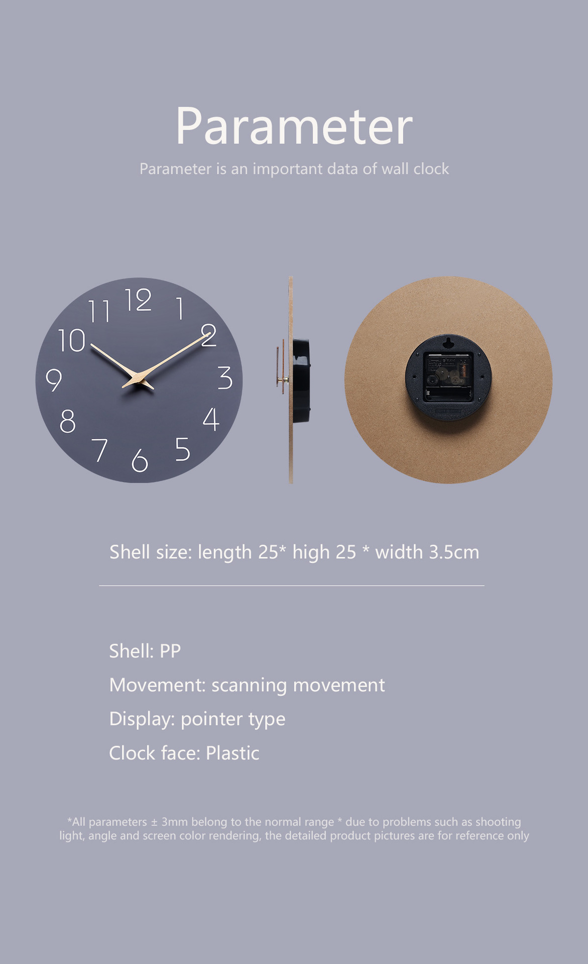 Decorative Battery Operated Wall Clocks 10 Inch 3
