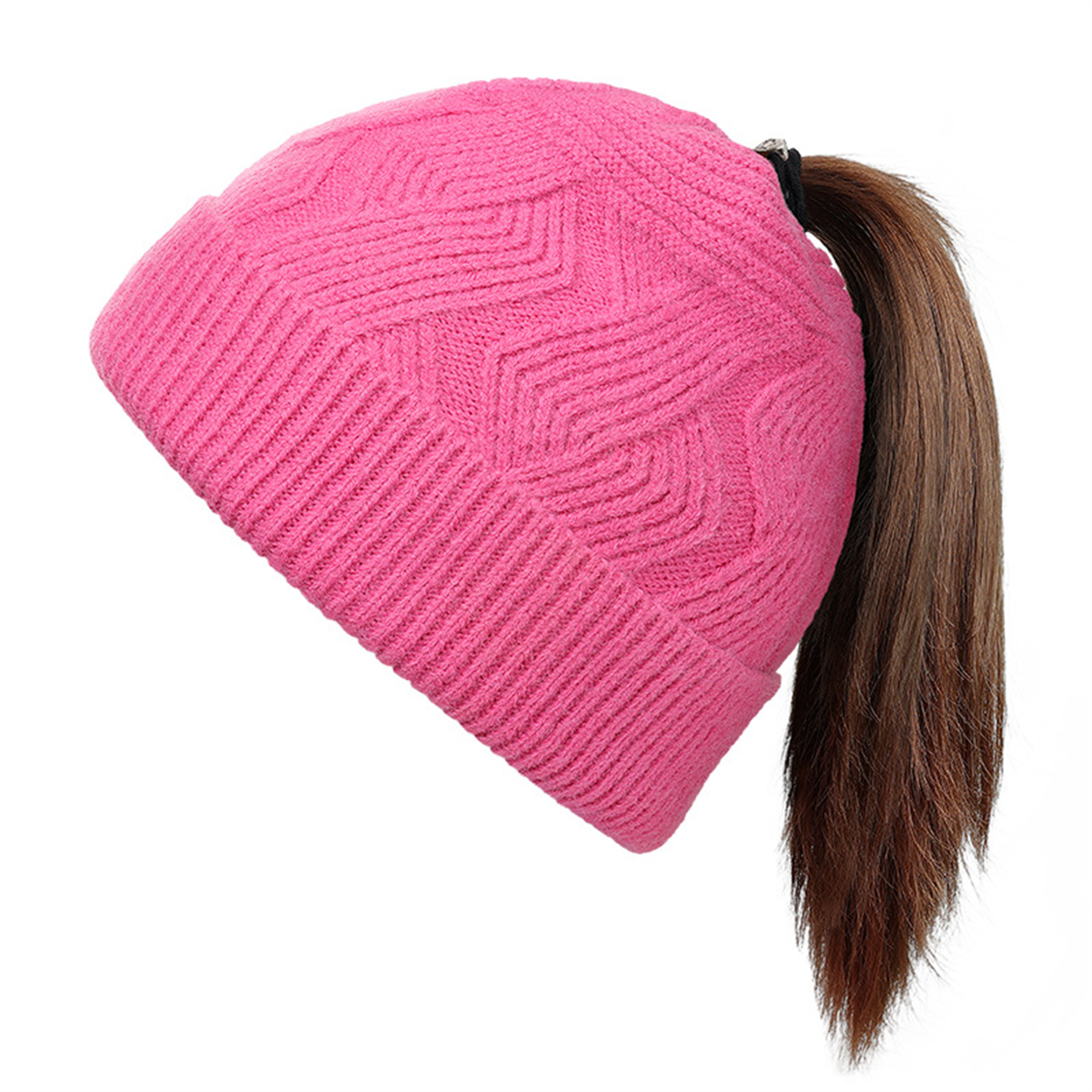 Ponytail Knitted Beanie Hat 8