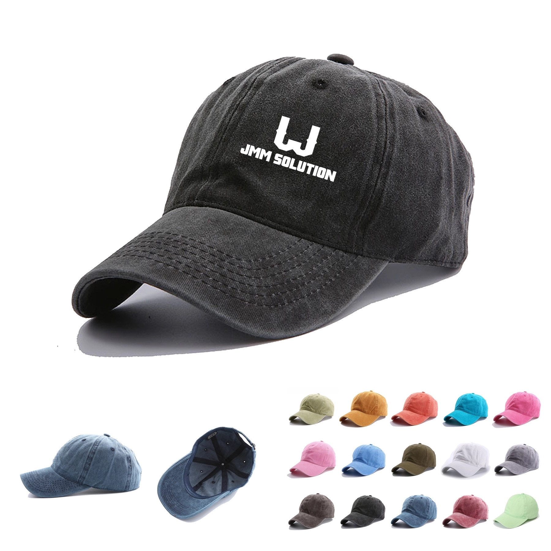 Washed Plain Baseball Cap 1