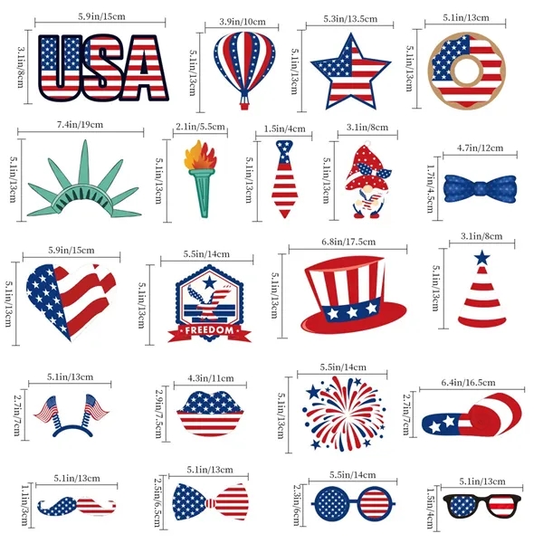 USA Patriot Photo Booth Kit Props