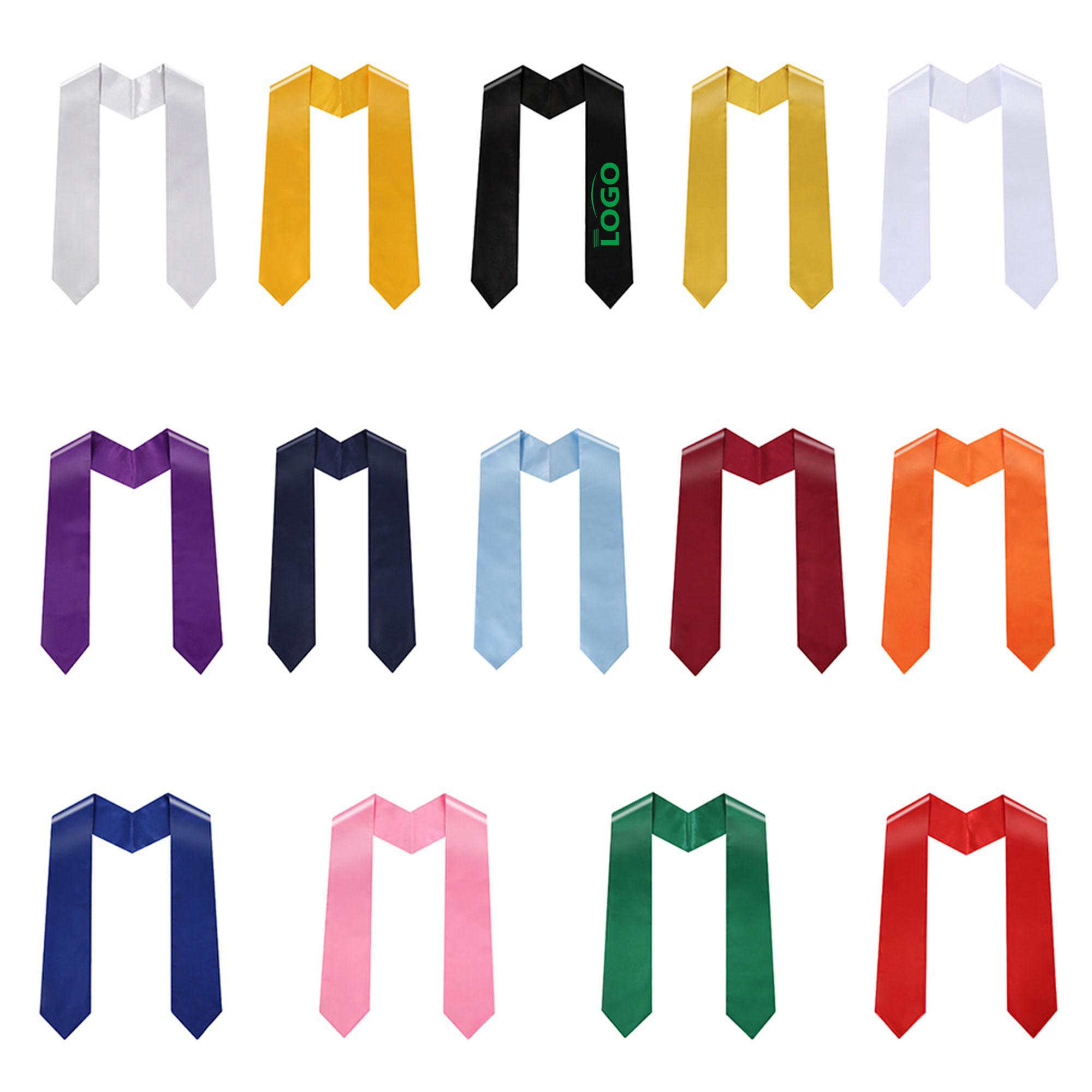 GraduationMall Unisex Adult Plain Graduation Stole 4