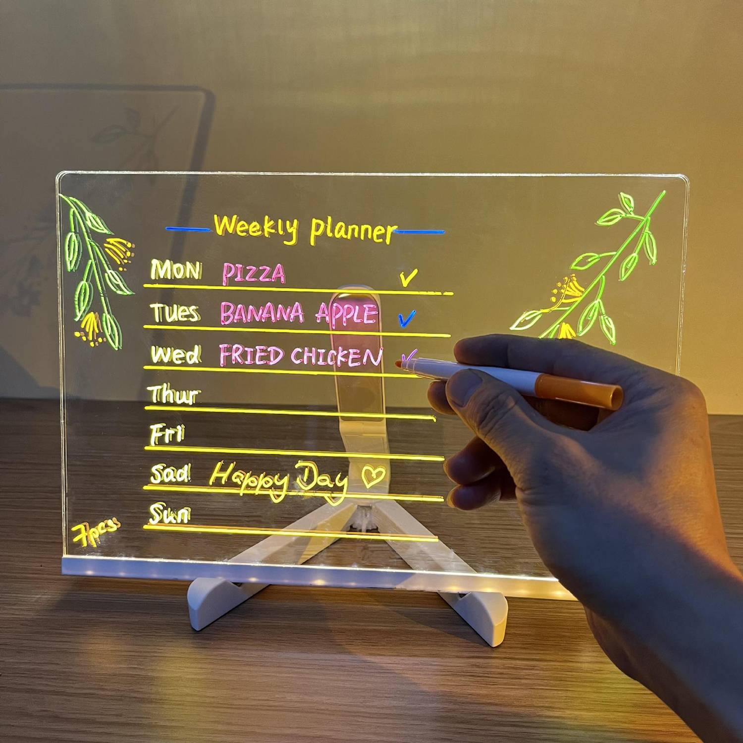 USB LED Note Board Acrylic with Light and 7 Colors Pen 3