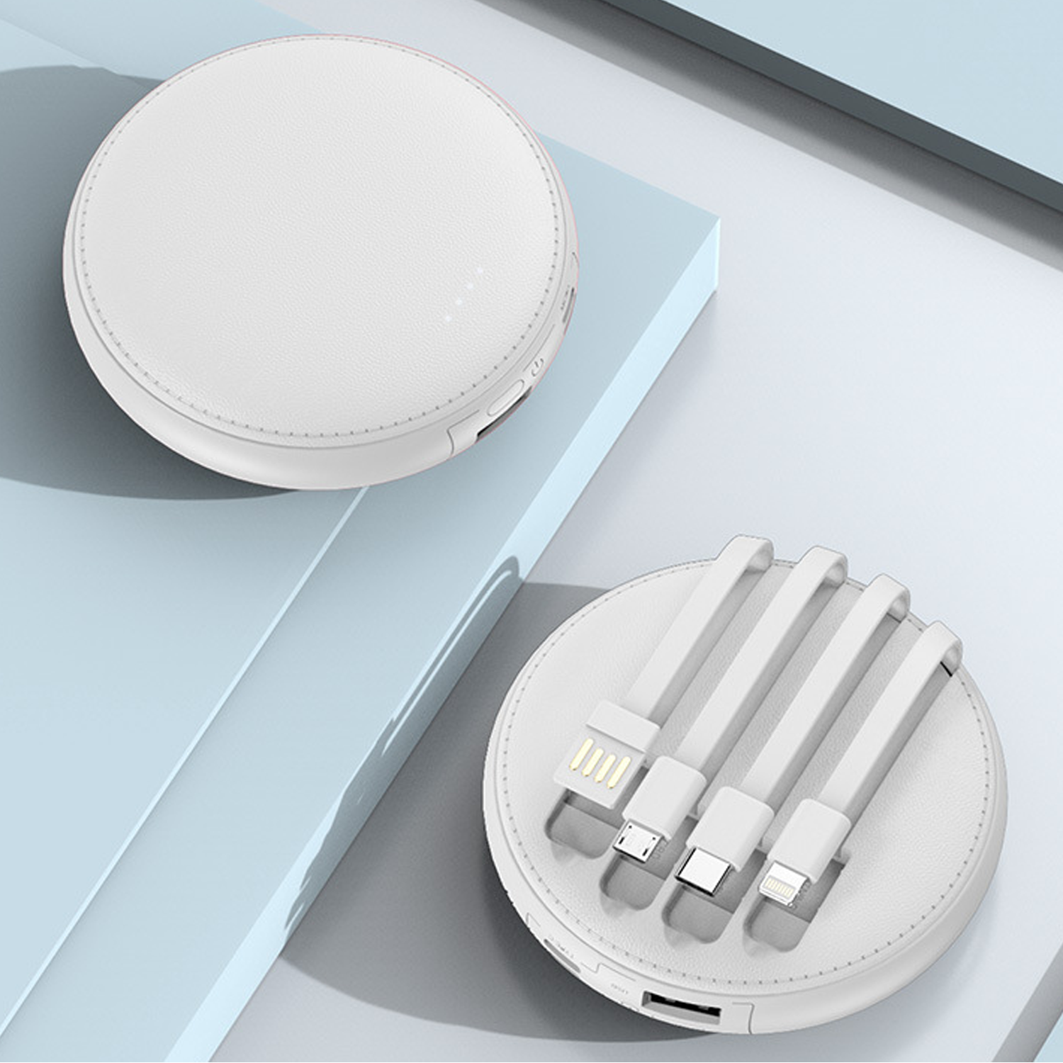 Round PU Wireless Power Bank 3
