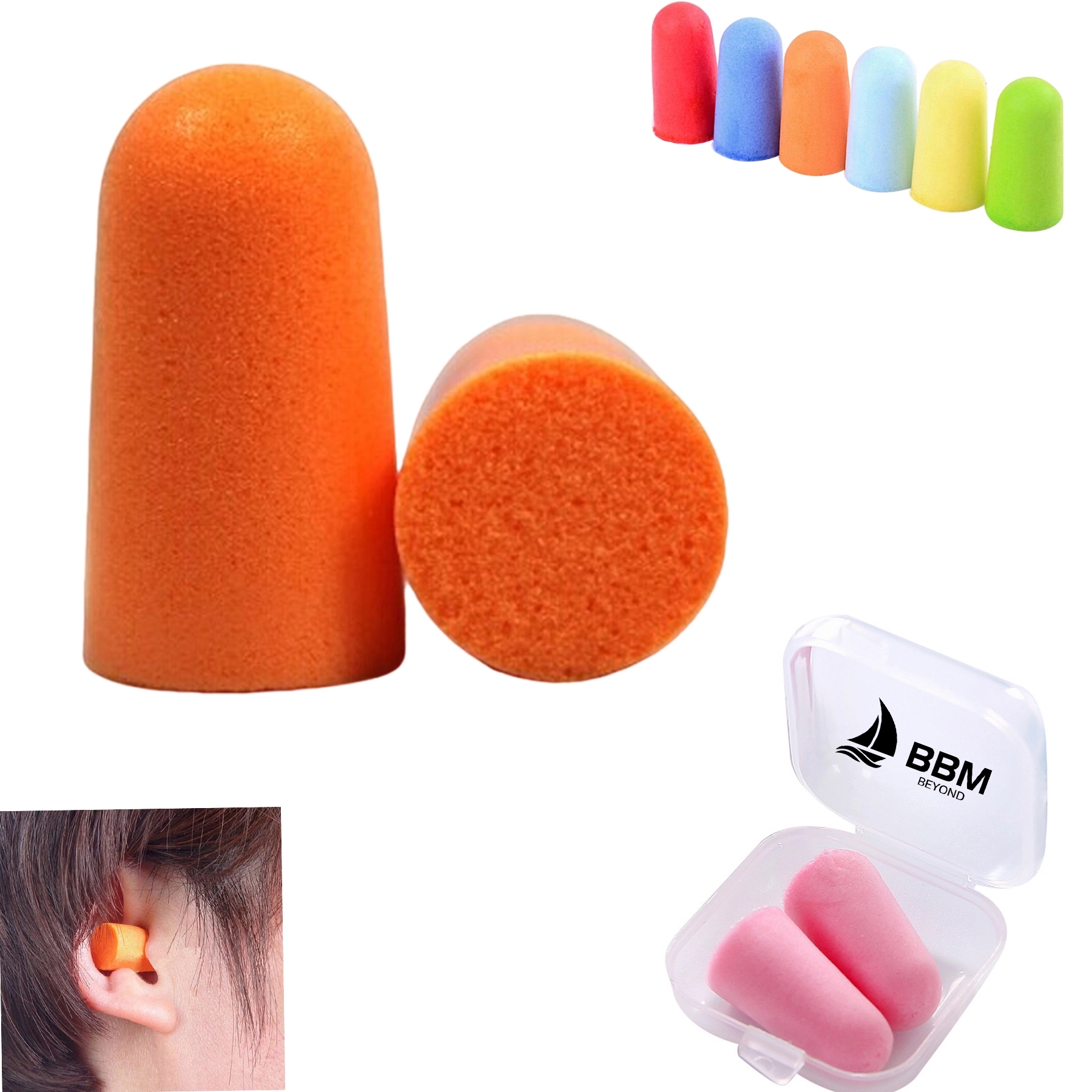 PU Foam Hearing Protection Earplugs w/ Clear Case 2