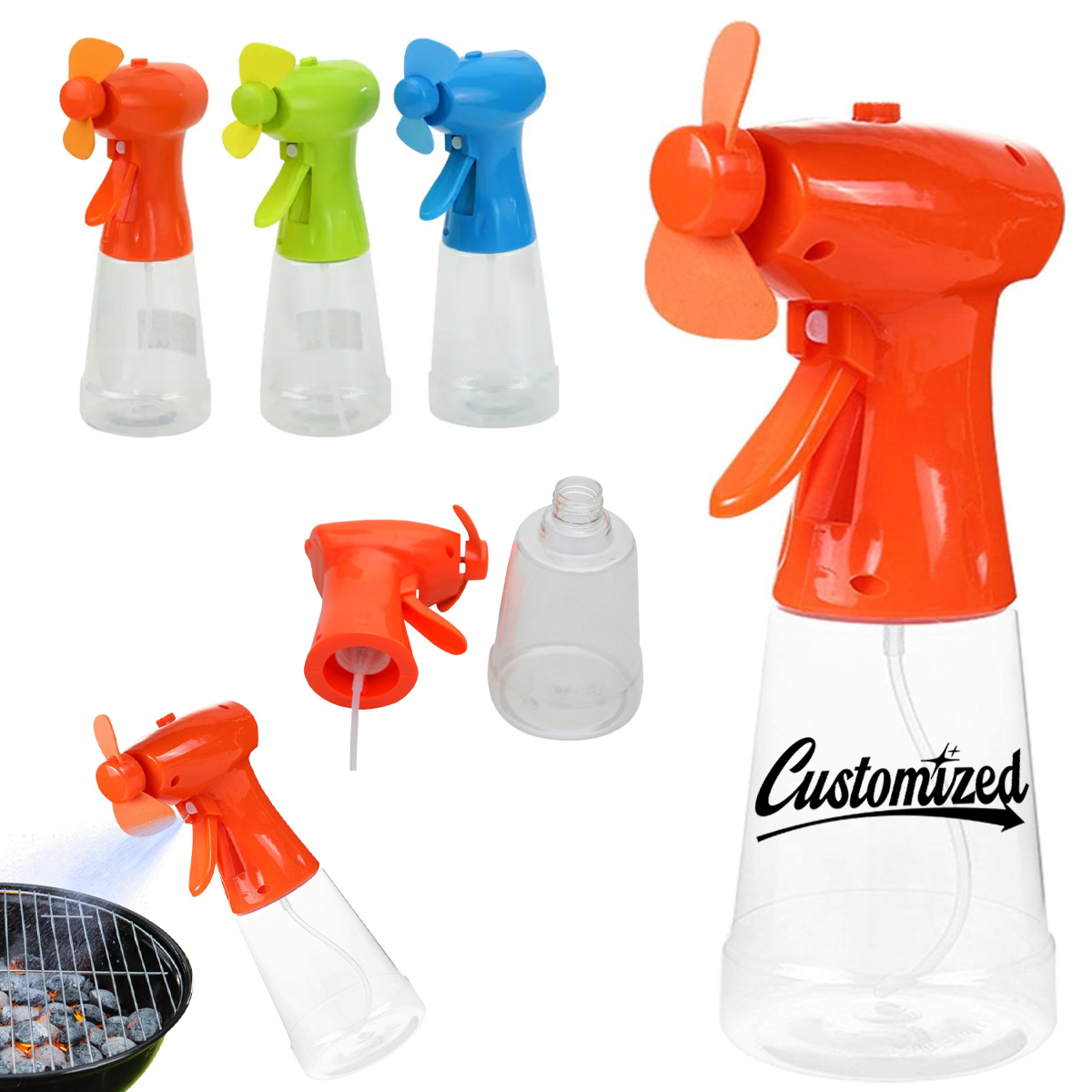 Handheld Misting Spray Fan Bottle with Manual Trigger 3