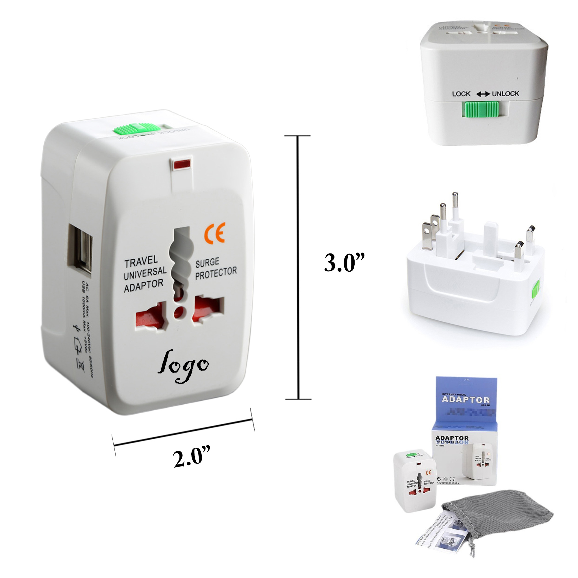 MOQ50 Universal Dual USB Travel Adapter 1