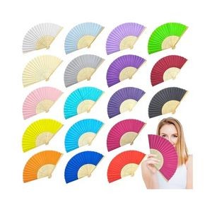Custom Printing DIY Foldable Handheld Bamboo Paper Fan 1