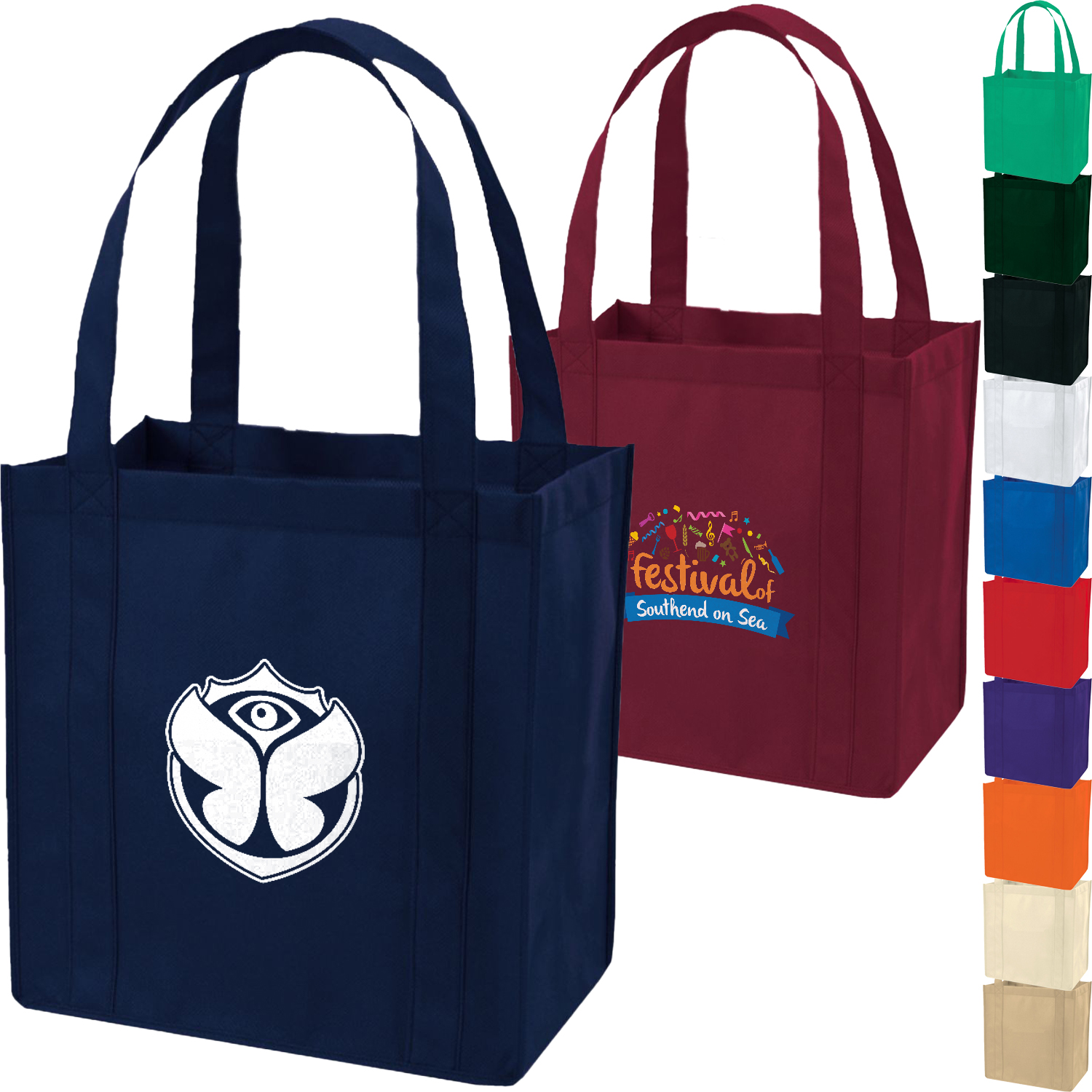 Non-Woven Shopping Tote Bag W/ Gusset & Plastic Bottom USA Decorated (12.5" x 13.5" x 8.5") 1