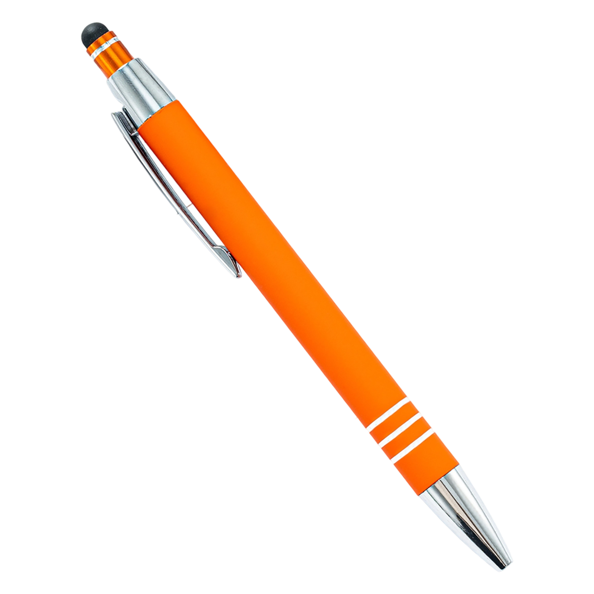 Metal Ballpoint Pen With Capacitive Stylus Rubberized Barrel Chrome Trim 3