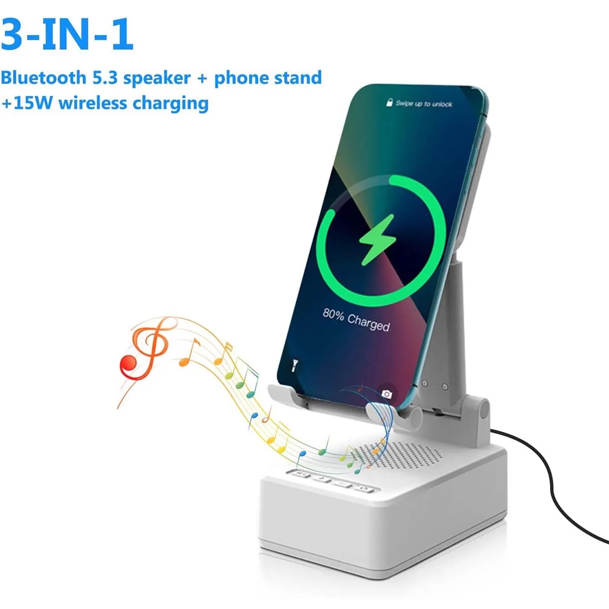3 In 1 15W Fast Charging Wireless Charger BT Speakers 8