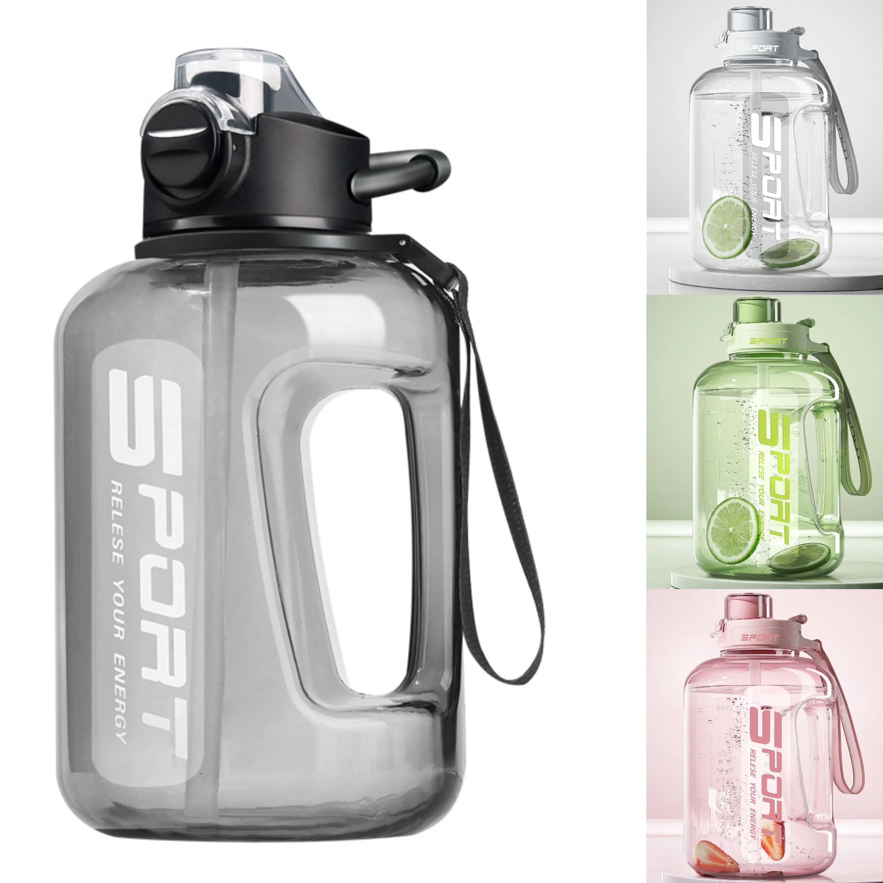 Large Sports Plastic Straw Water Bottle 4