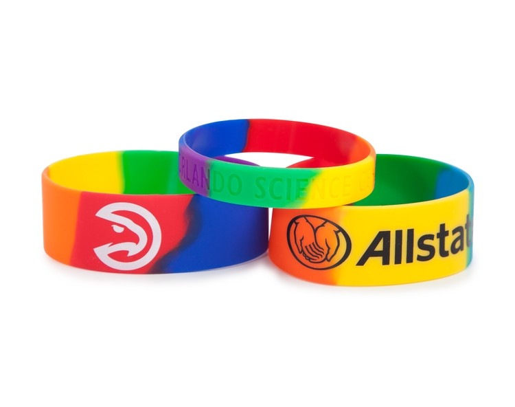1/4" Rush Segmented Rainbow Silicone Wristband 2