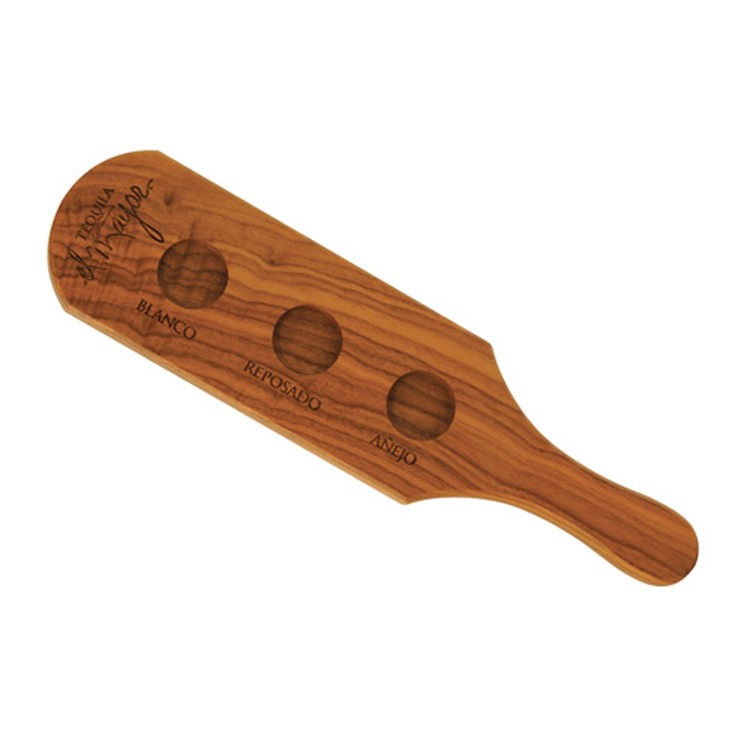 Laser Engraved Walnut Shot Glass Holder with Handle 2