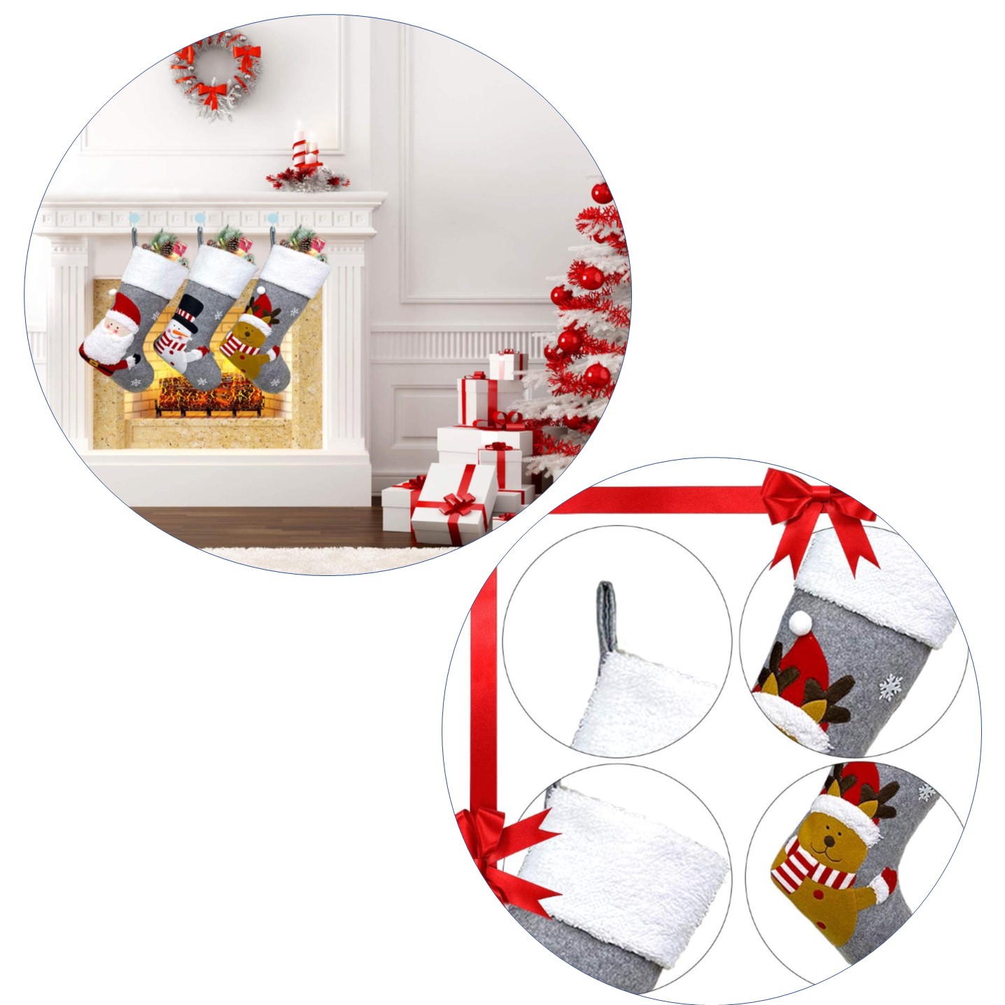 Xmas Character for Family Holiday Decorations, Christmas Hanging Stockings Socks for Christmas Tree 4